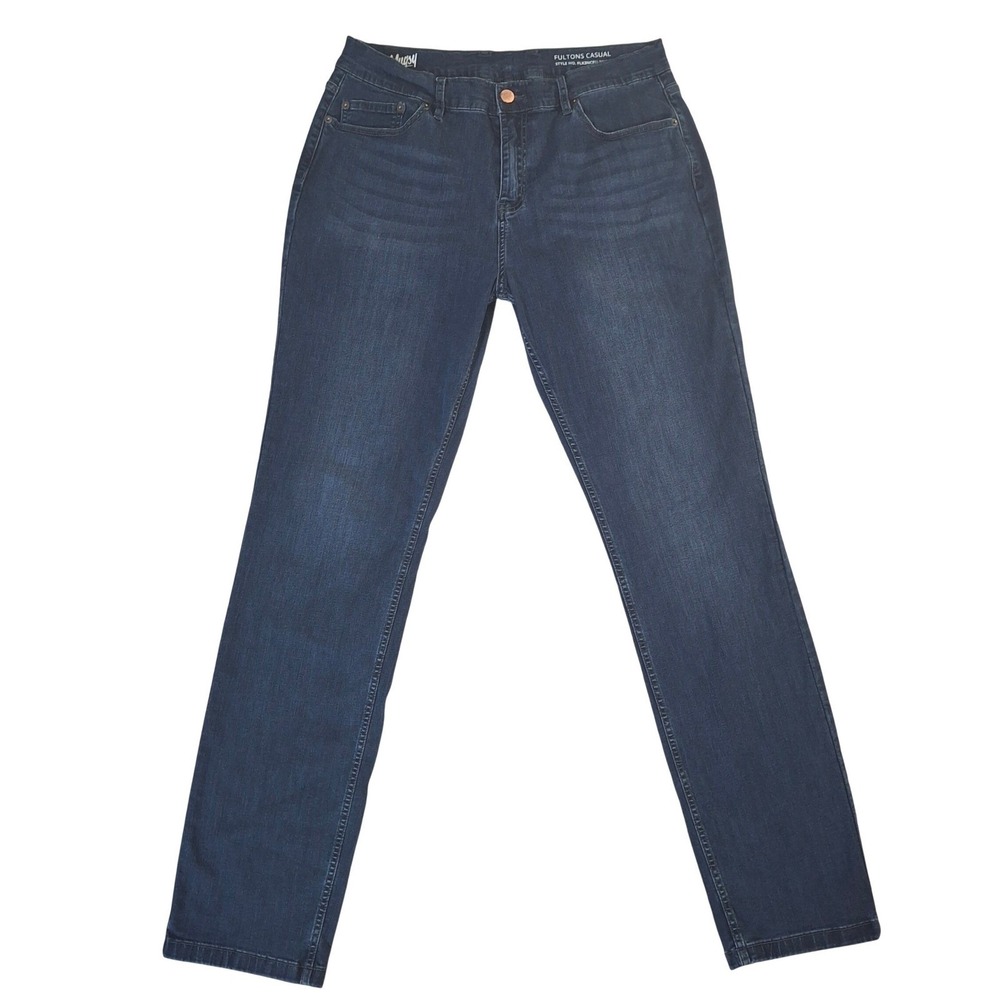 Mugsy Fultons Casual Jeans Mens 36x36* Dark Wash Blue Denim Straight Leg Stretch